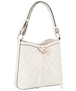 Patent Glossy Quilted Shoulder Bag GL0171M WHITE